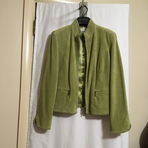 Petite Sophisticate lime green soft suede jacket.